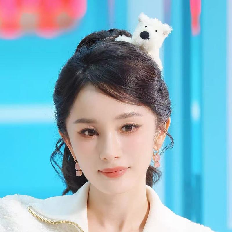 杨幂同款卡通西高地小狗发夹软萌可爱毛绒2025新款后脑勺夹子头饰|undefined