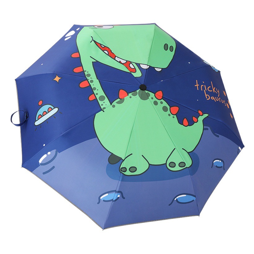 Dibujos animados conveniente automático anti-rebote niños paraguas plegable vinilo reflectante tira primaria Escuela niños paraguas