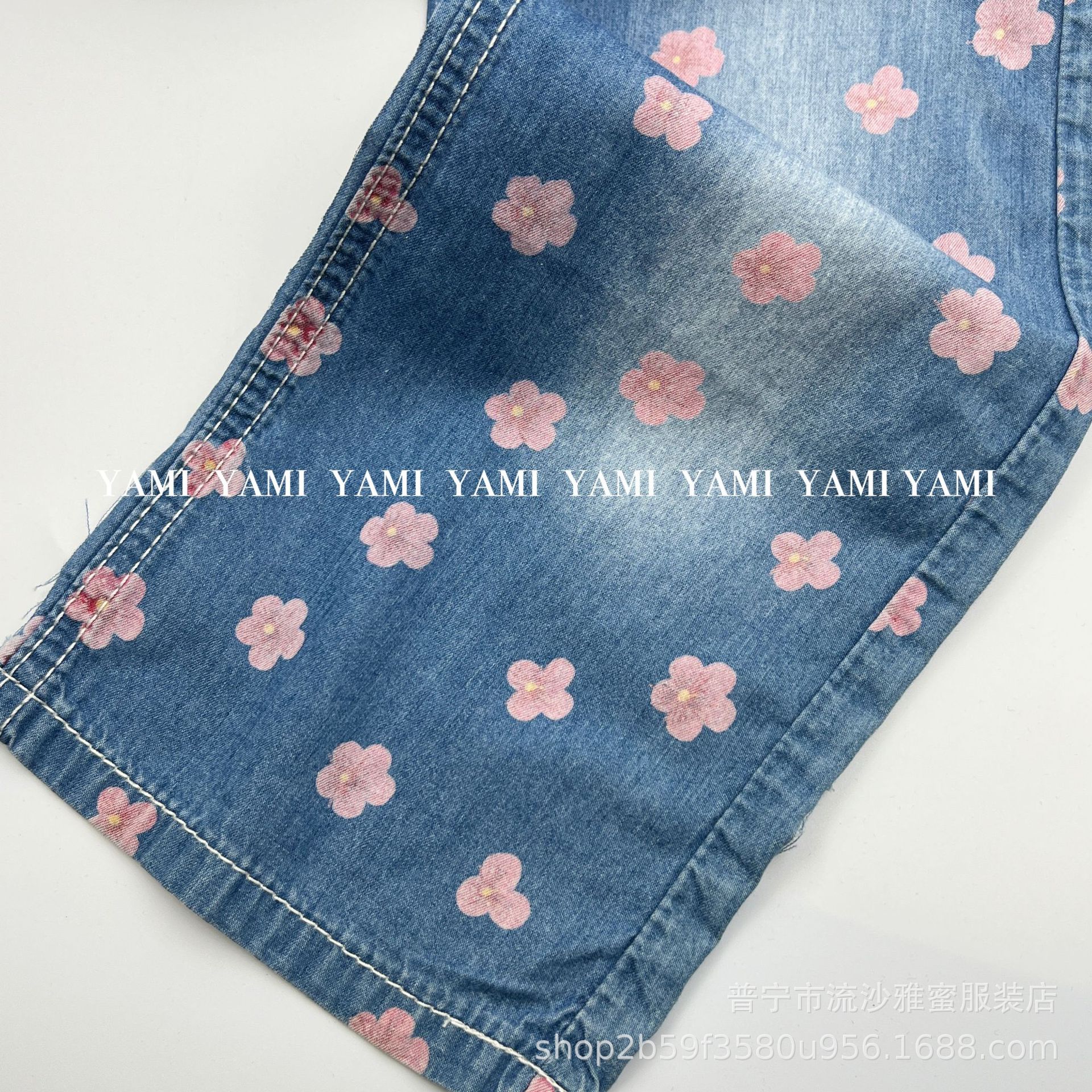 Colorido impreso Denim algodón llano 4,5 oz Denim flor impresa tela Denim camisa falda tela