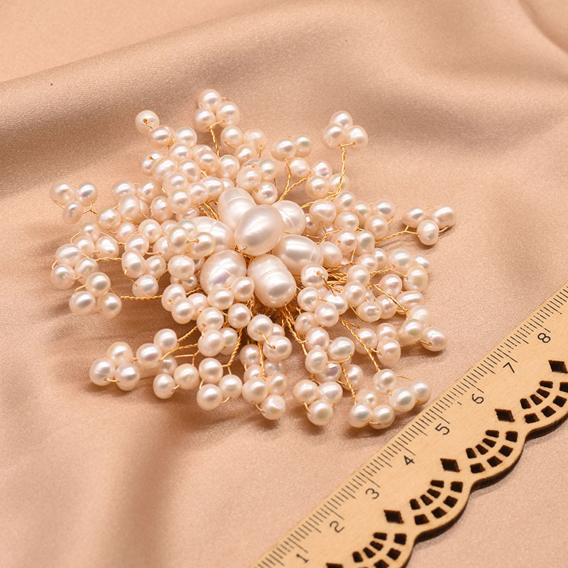 XlentAg natural perla de agua dulce broche femenino moda europea y americana temperamento original hecho a mano joyería PIN image 5