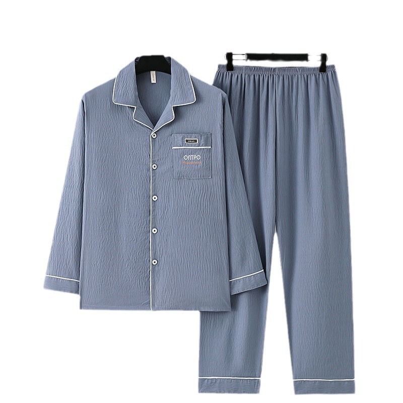 Comercio exterior transfronterizo primavera y otoño pijama de hombre nubes de algodón cardigan manga larga ocio suelto grande ropa de hogar