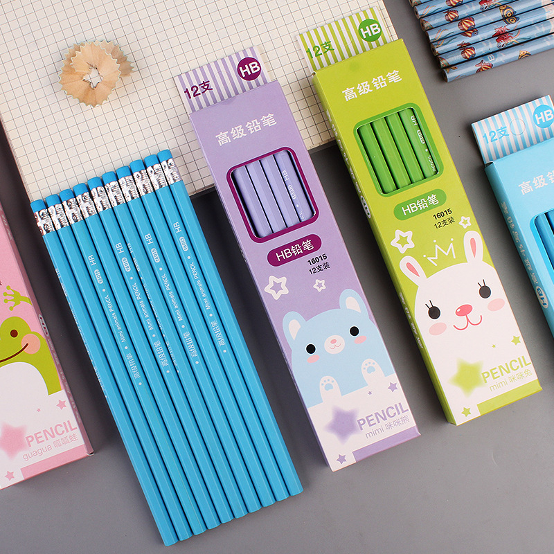 Lápiz de estudiante creativo en caja lindo redondo hexagonal dibujos animados Flamingo lápiz niños caligrafía pintura pluma al por mayor