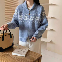 韓国のchiレトロ優しい風重工ジャカードセーターはゆったりしています。