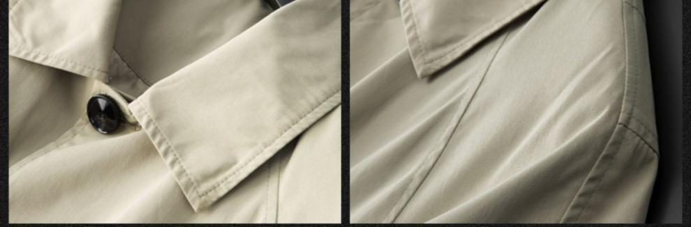 Trench lungo da uomo, giacca a vento oversize con cappuccio e colletto rovesciato, misto cotone e nylon, design minimalista (beige/kaki/nero), M-5XL_voghion.com