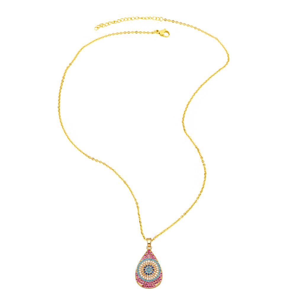 Fashion Water Droplets Copper Pendant Necklace Inlay Zircon Copper Necklaces
