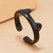 简约个性气质文艺范开口猫咪戒指日韩时尚潮流创意设计亚克力戒指