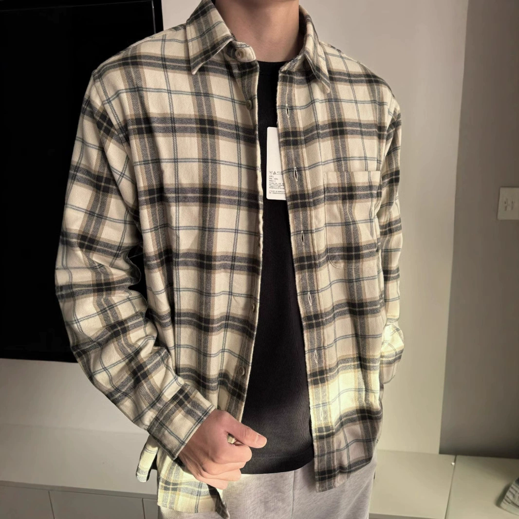 2025 мужская и женская фланелевая клетчатая рубашка с длинными рукавами повседневная дикая куртка 470192 470189