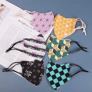 Fashion printing mask men and women breathable dust mask hanging ear adjustable mask solid color mask wholesale