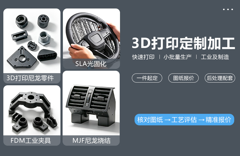 Nylon 3D printing prototype model factory, custom services, light-curing process, resin, silicone molds, and life-size figurines