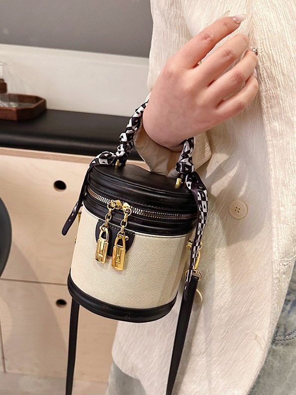 Bolso bolso bandolera femenino 2025 transfronterizo nuevo estilo coreano moda bolso de cubo portátil de alta calidad en contraste color bolso de hombro image 3