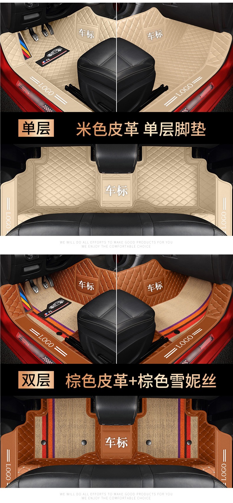 Car Floor Mats, Fully Enclosed Special Leather Double-Layer Xuesnis Foot Mats [Special Vehicles for Thousands of Models]