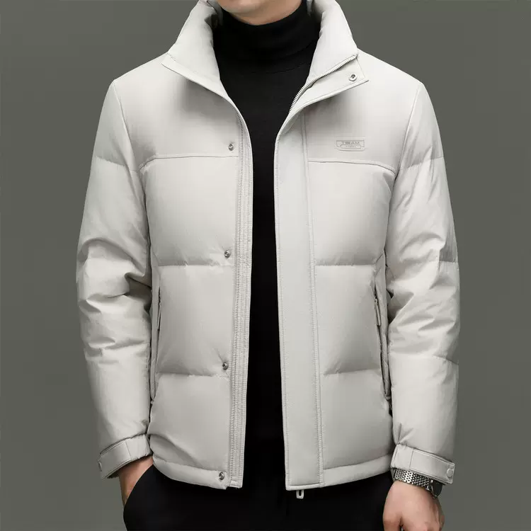 高标90绒子白鸭绒短版立领休闲百搭保暖男士羽绒服外套代发