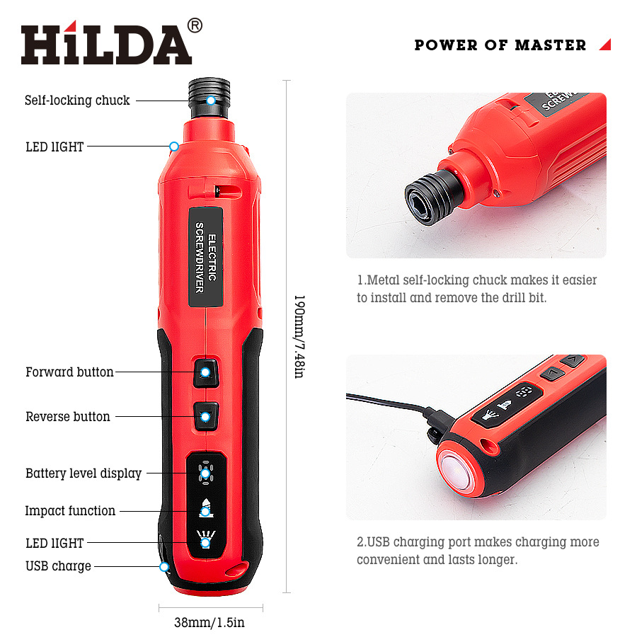 Destornillador eléctrico, destornillador eléctrico pequeño recargable, destornillador multifuncional, conjunto de herramientas al por mayor