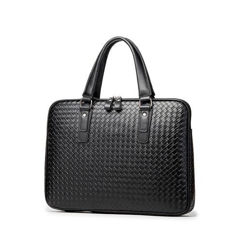 New woven new handbag men's bag horizontal business bag one-shoulder cross-body bag Korean style men's bag briefcase trendy