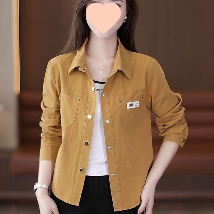休闲外套女短款年春秋新款小个子时尚洋气宽松棉衬衫上衣潮|undefined