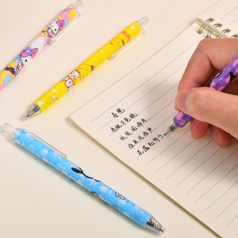 Cute gancho de plástico familiar de dibujos animados muestran bolígrafo neutro ST cabeza caja de alto valor facial estilo bolígrafo de firma