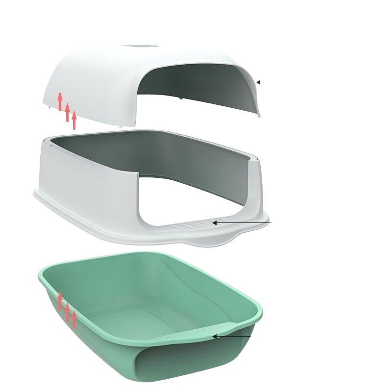 Toilet para gatos totalmente cerrado desodorizante extra grande anti-derrames con arena para gatos pequeños, arena para heces para gatos