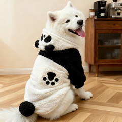 ペット犬服 秋冬用 冬季暖かい厚手 中大型犬 ゴールデンレトリバー サモエド 四足パンダ服