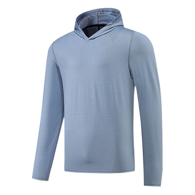 Casual fitness deportes ropa de secado rápido de los hombres de color sólido Sudadera con capucha correr al aire libre ciclismo entrenamiento de baloncesto de manga larga Camiseta de los hombres