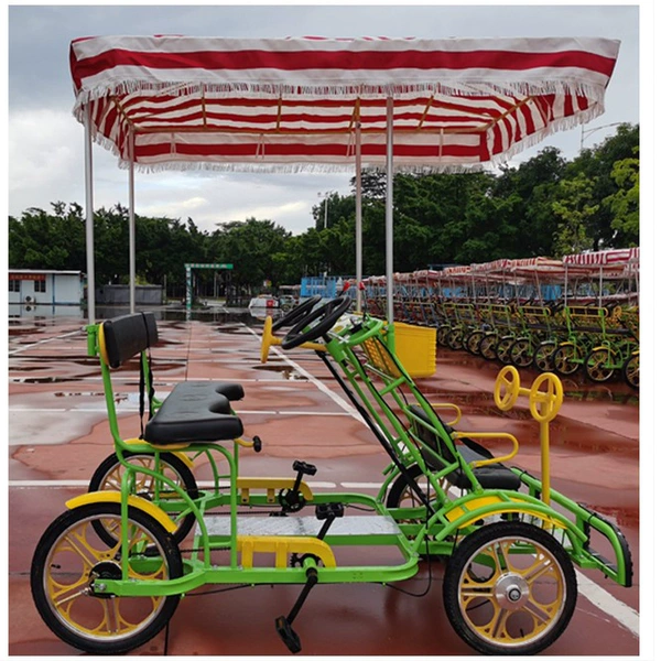Tandem bike, green additional seat