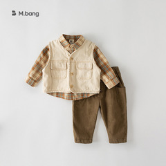 Beibei City Korean version boys spring shirt vest three-piece children's pants suit children's clothing QT-3021
