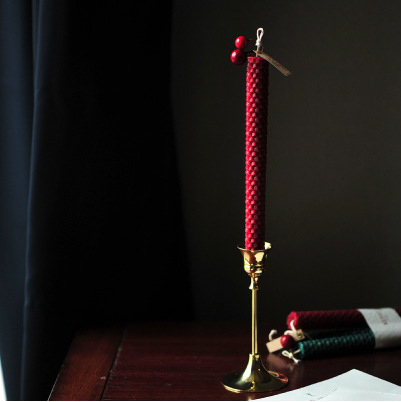 Libre de humo de nido de abeja hecho a mano Navidad Año Nuevo vela rojo verde decoración del hogar natural cera de abejas banquete decoración mesa de tela