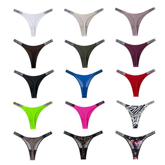 1047 European and American sexy rhinestone thong underwear women's fitness sports hip low waist high fork fashion T pants