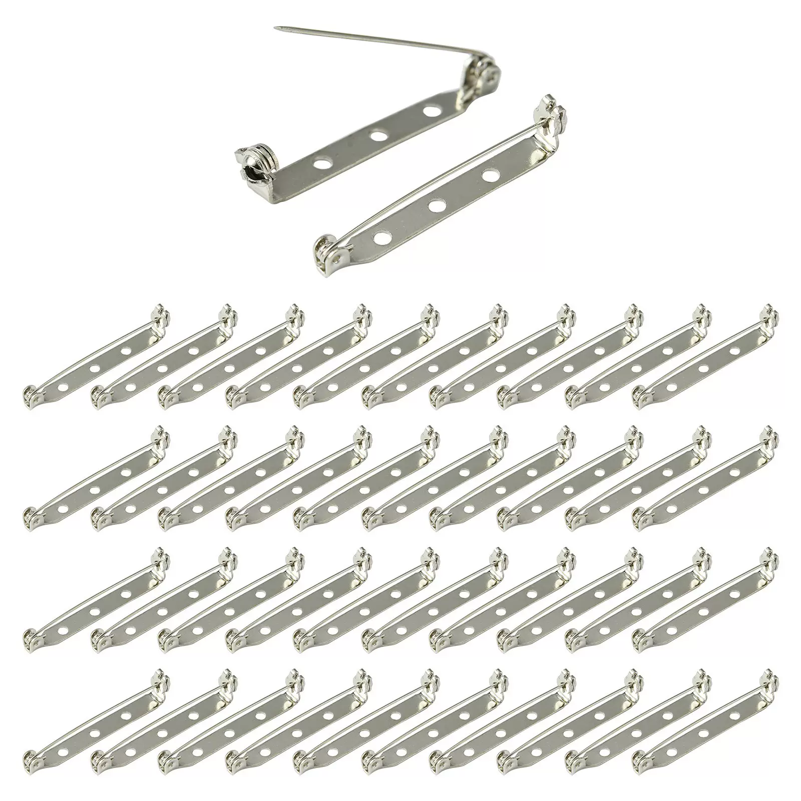 跨境热卖DIY饰品胸针配件38mm铁材质三孔别针徽章胸花安全别针