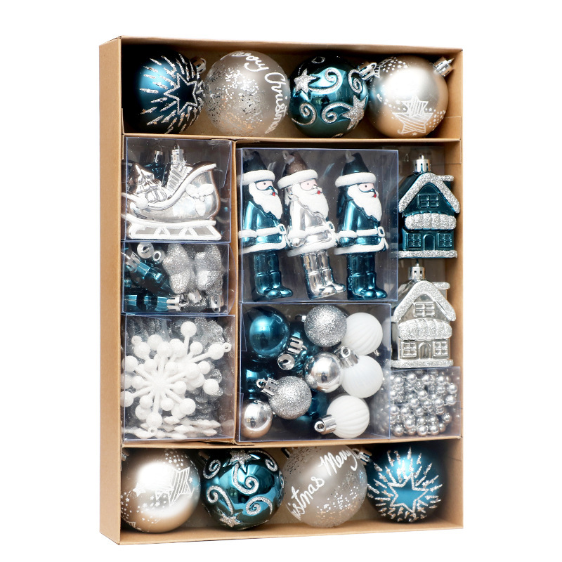 クリスマス装飾品50pcs青銀彩色クリスマスボールセットペンダントクリスマスツリー装飾ストラップ|undefined