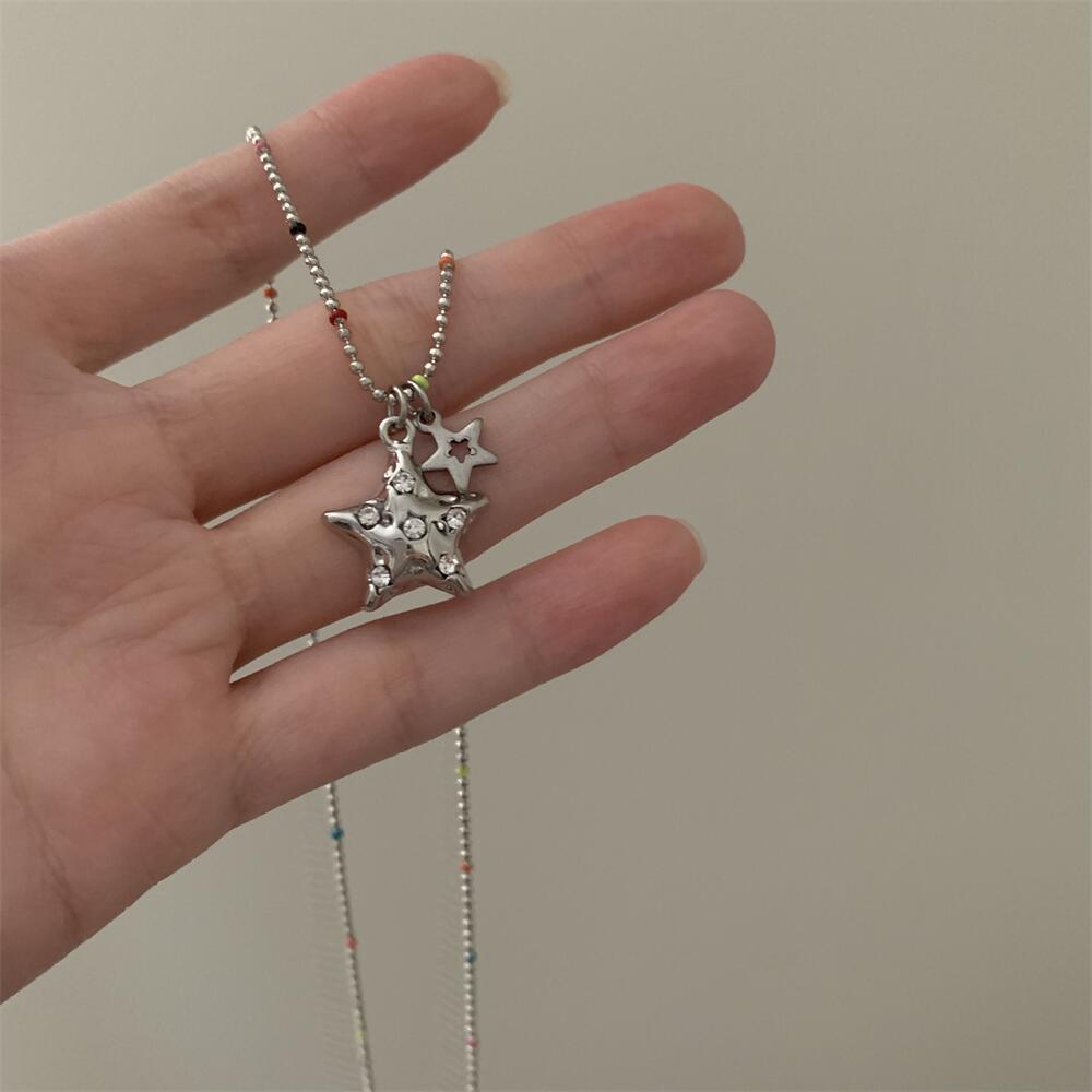 Y2k Cool Style Star Alloy Titanium Steel Plating Inlay Zircon Women's Pendant Necklace display picture 2