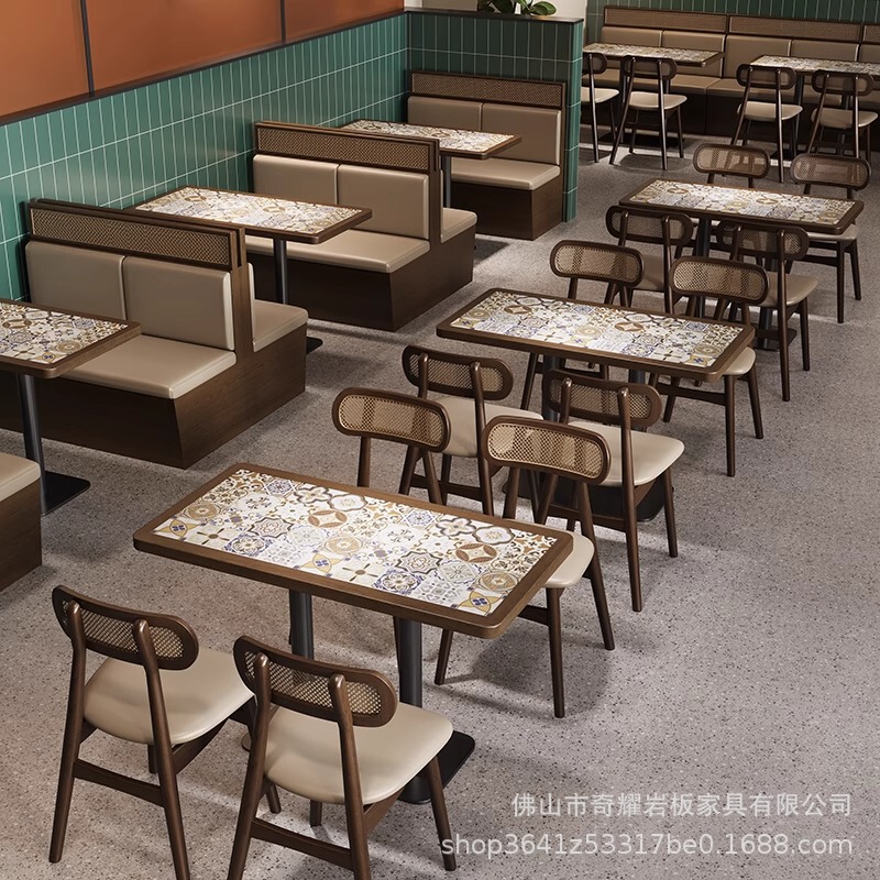 复古圆桌子咖啡厅烘焙甜品小吃港式糖水铺桌椅组合东南亚风格|undefined