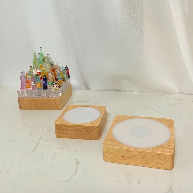 Light-emitting coasters battery-type square light-emitting base ornaments new wireless atmosphere lamp holder square base niche Light-emitting coasters battery-type square light-emitting base ornaments new wireless atmosphere lamp holder square base niche