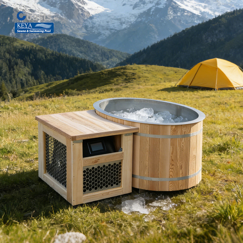 Outdoor Ice Bath Tub Cold Water Bathtub Red Cedar Stainless Steel Single-Person Oval Hot and Cold Therapy Bath Tub Outdoor Ice Bath Tub Cold Water Bathtub Red Cedar Stainless Steel Single-Person Oval Hot and Cold Therapy Bath Tub
