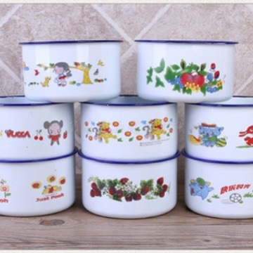 Taza de comida rápida esmaltada con cubierta de tazón de esmaltado de estilo antiguo gran tazón de almuerzo tazón de fideos bolos de bolos de comida de adultos estudiantes tazón de esmaltado