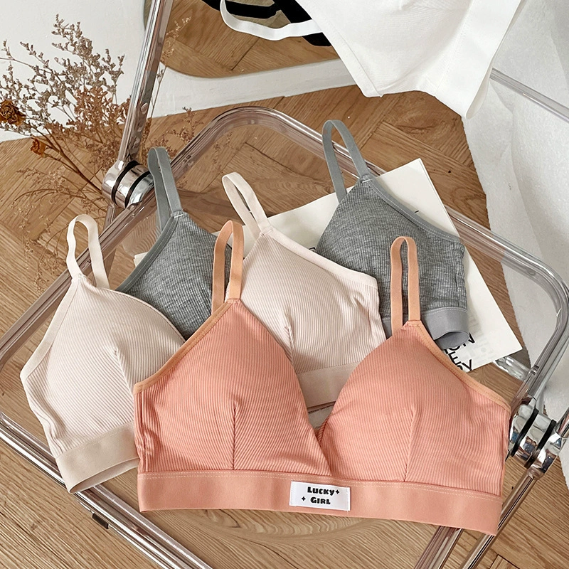 Французское треугольное спортивное нижнее белье жилет для девочек без стального кольца, чтобы собрать удобный простой антипровисающий бюстгальтер