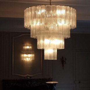 法式MURANO玻璃南洋中古客厅穆拉诺轻奢水晶餐厅复古别墅楼梯吊灯-阿里巴巴