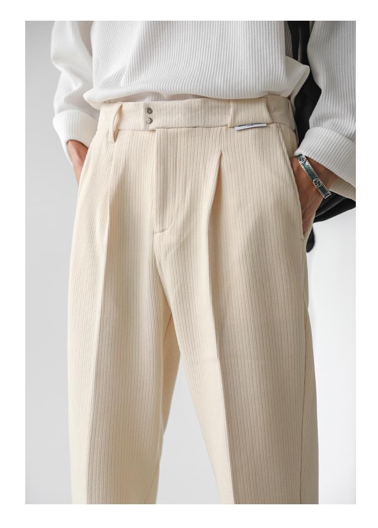 1 Men's Casual Spring And Autumn Loose Regular Wide-Leg Pants Japanese Style Simple Solid Color Versatile Straight_voghion.com