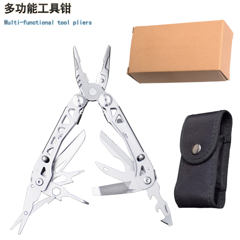 新款不锈钢多功能组合工具钳便携应急钳带剪尖嘴折叠户外多用途钳