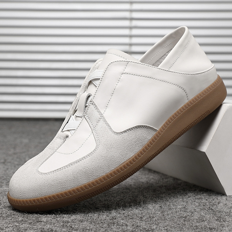First-Layer Cowhide White Shoes for Men, Fashionable and Casual Slip-On Men's Sneakers, Lightweight Flat-Soled Sports Shoes, Moral Training Shoes First-Layer Cowhide White Shoes for Men, Fashionable and Casual Slip-On Men's Sneakers, Lightweight Flat-Soled Sports Shoes, Moral Training Shoes