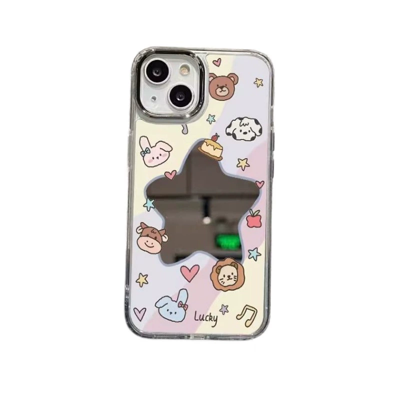 Чехол с мультяшным рисунком для iPhone 16 (Apple), милое зеркальце, зеркальный эффект, для 15 Pro Max