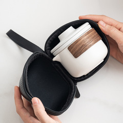 トラベルティーセット、陶器のポット1個、カップ2個、クイックカップ、アウトドアキャンプ用品、一人用中国式ティーポット