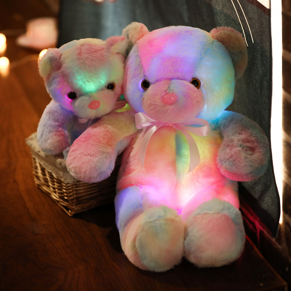 New luminous plush toy rainbow teddy bea...