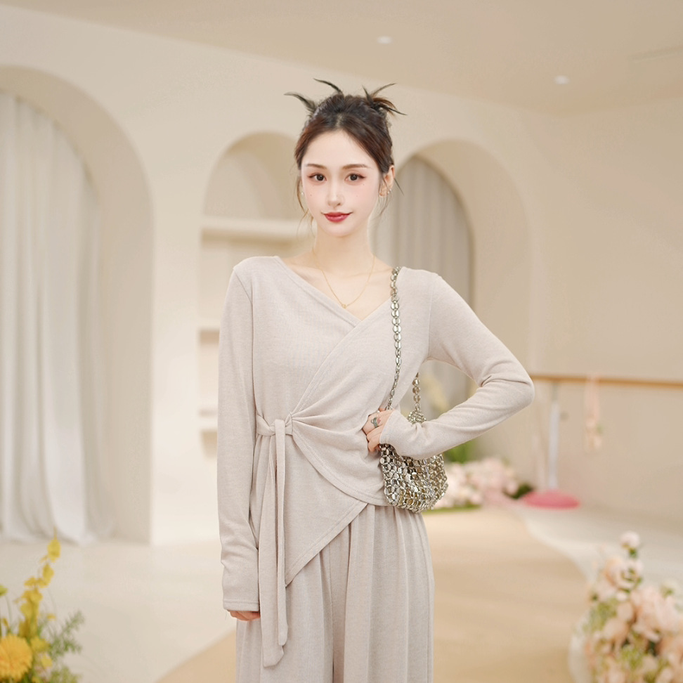 Dance Clothing Practice Clothing for Women Adult Autumn and Winter New Warm V-Neck Strap Cardigan Yoga Modern Classical Dance Top