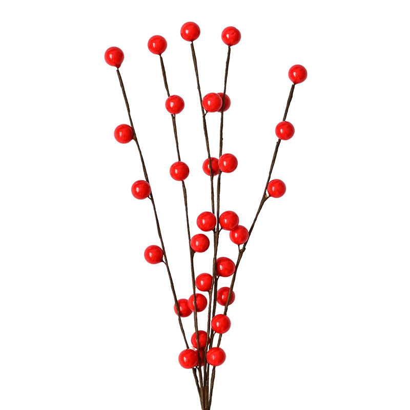 Envío gratis, venta directa de fábrica, productos transfronterizos, Navidad, ramas de bayas de 5 puntas, 30 frutas, decoración navideña para el Festival de Primavera, accesorios de fotografía para banquetes