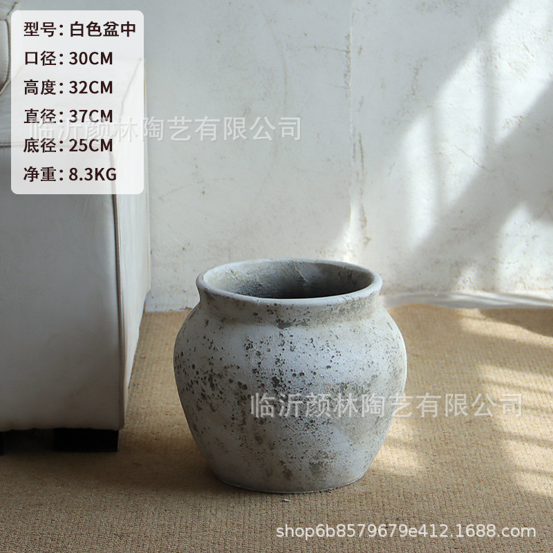 Retro cemento blanco gran estómago maceta tequila azul sala de estar verde maceta hotel centro comercial gran planta verde