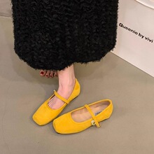 J 19891 Yellow Square Toe Flats ��ɫ��ͷ��Ь �羳ŷ��