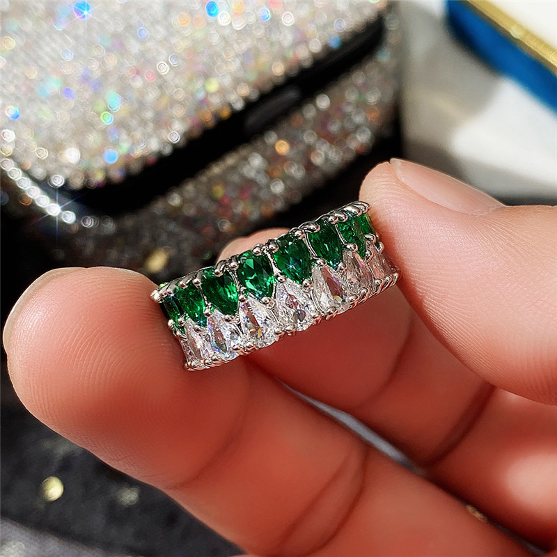 Luxurious Double Row Zircon Ring With Full Diamond Detail For Women_voghion.com