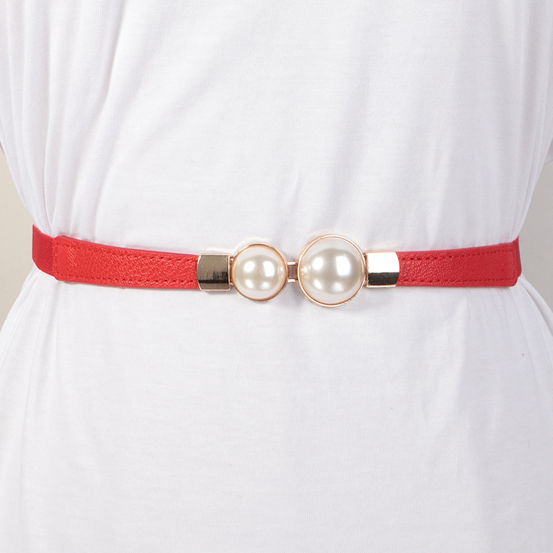 Cinturón Elástico Fino para Mujer de Piel de Imitación para Vestidos y Faldas