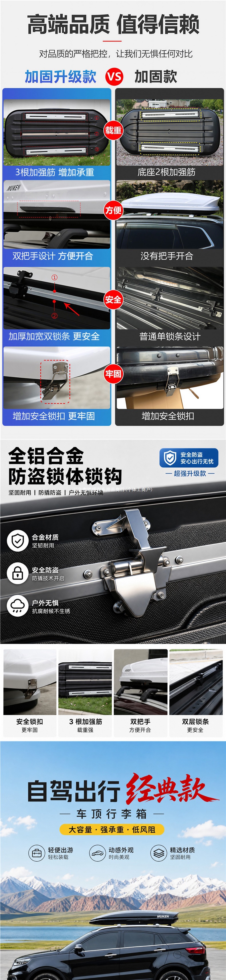 Moken Car Roof Luggage Box, Large Capacity SUV Roof Box, Universal Travel Luggage Box