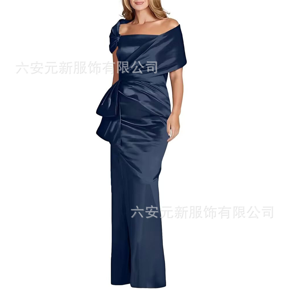Comercio exterior de Europa y los Estados Unidos Amazon AliExpress nuevo vestido de baile de satén de cola de pez azul tibetano vestido de boda de madres